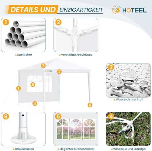 HOTEEL 10x10FT Party Tent with 4 Removable Sidewalls for Parties, Carpas para Fiestas, Weddings, BBQ, Waterproof Outdoor Event Canopy, Patio Camping Gazebo, White - color: White, size: 10x10 ft (With 4 Sidewalls)