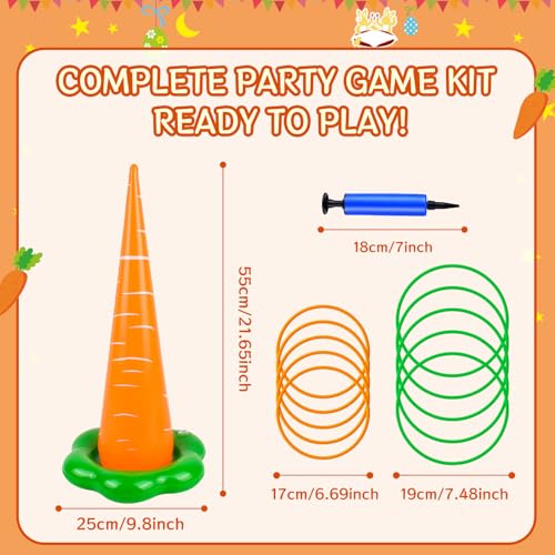 5 Pack Easter Inflatable Ring Toss Game, Outdoor Easter Games Set with 10 Plastic Rings and Pump, Family Carnival Party Favors Supplies