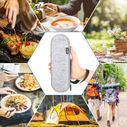 Cosmos Portable Travel Felt Tableware Carrying Storage Case Zipper Bag for Cutlery Kit Flatware Chopsticks Spoon Fork in Camping Travel Picnic Office