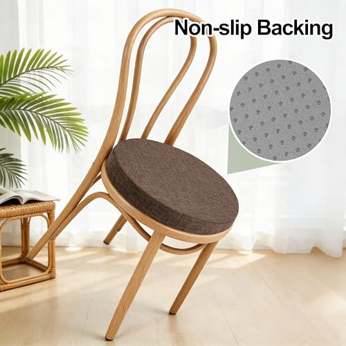 Tromlycs Round Chair Seat Cushion Pad 16 inch for Circle Bistro Chairs Non Slip Foam Cushion Brown - color: Brown, size: 16 inch