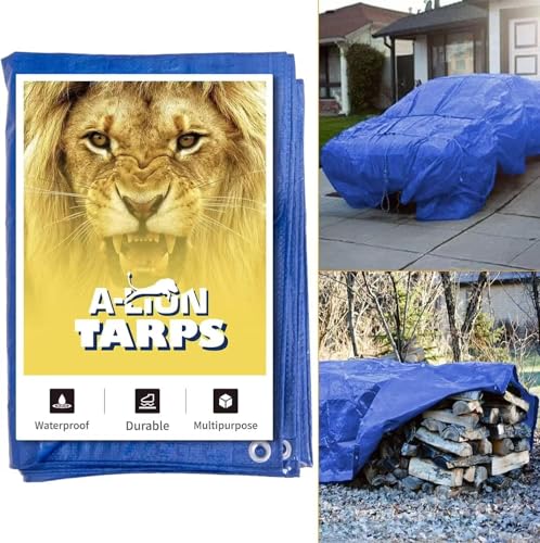 Heavy Duty Waterproof Tarp, 40x60 Feet, Blue Multipurpose Cover with Eyelets, 7 Mil Thickness