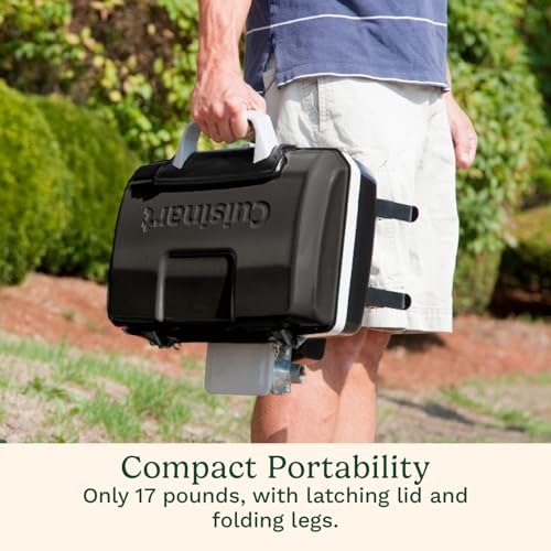 Cuisinart Petite Gourmet Portable Gas Grill, Compact & Lightweight Tabletop Small Grill for BBQs, Camping, Tailgates & Small Spaces, 5,500 BTU Burner Folding with Carry Handles, Black - color: Petit Gourmet Tabletop Gas Grill, Black
