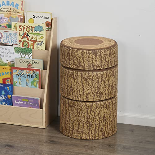 ECR4Kids SoftZone Tree Stump Stool Seating Set, Classroom Furniture, Chocolate, 3-Piece
