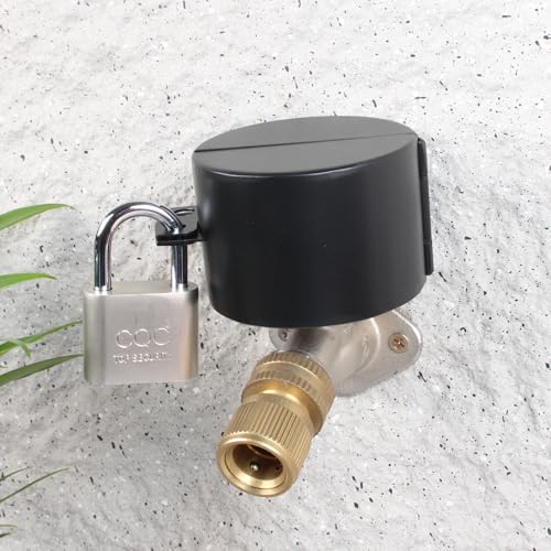 Outdoor Faucet Lock with Padlock Water Spigot Lock Suitable for Garden Hose Bib Water Valve Childproof, Prevent Water Theft, Metallic Black, Metal - color: Black