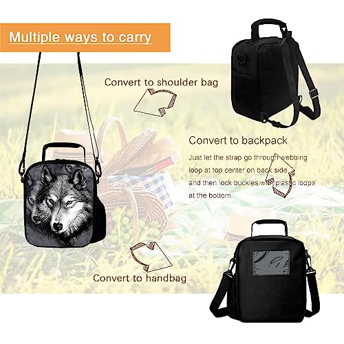 Kids Lunch Bag, 2019 Upgrade Insulated Animal Lunch Tote- Waterproof Reusable Lunch Box Portable Meal Bag Ice Pack for Boys Girl Wolf Grey - color: Wolf Grey