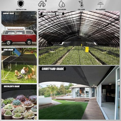 Cool Area 55% Sun Shade Cloth Mesh Tarp with Grommets for Plant Cover 6.5x16.5ft Patio Canopy Garden Pergola Greenhouse Car Barn Kennel Black - color: 55% Shade-Black, size: 6.5FTx16.5FT
