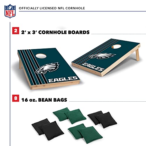 Wild Sports 2' x 3' Solid Wood Cornhole Set with Direct Print HD Team Graphics – Great Gift for Any Football Fan! Bean Bag Toss Family Outdoor Games – NFL Philadelphia Eagles