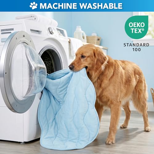PetAmi Dog Cooling Mat, Cloud Shape, Pet Pad with Cooling Nylon & Soft Fleece, Q-Max > 0.4 Reversible All Season Blanket for Dogs & Cats, Medium 38x48 in, Light Blue - color: Light Blue, size: Medium