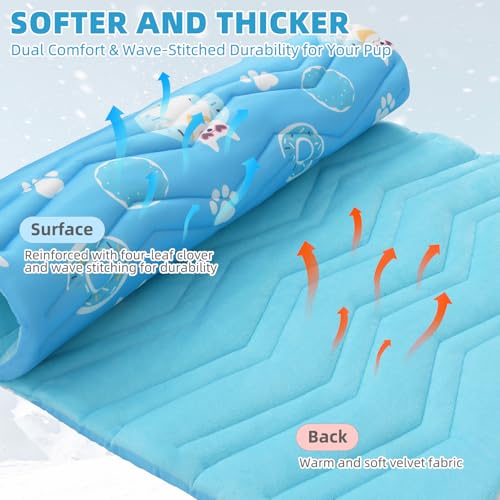 PUPTECK Dog Cooling Mat, Reversible Cooling & Warm Pet Cooling Mat, 48"x28" Thick Soft Dog Cool Bed for Hot Summer, Rapid Cooling Washable Kennel Crate Pet Bed, Blue Donut - color: Light Blue, size: L (48"x28")