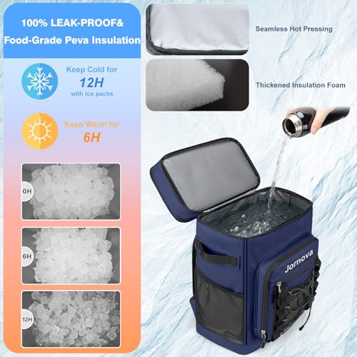 Insulated Cooler Backpack, 40L Leakproof Backpack with Double Compartments for Men & Women, Large Lunch Cooler for Camping, Beach, Travel, Picnic, Up to 48 Cans - color: Blue
