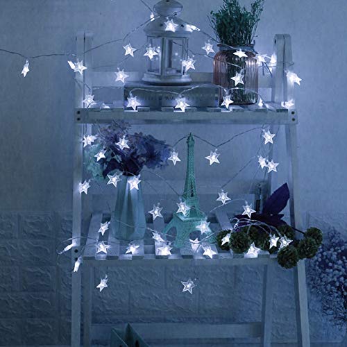 Twinkle Star 33FT 100 LED Star String Lights, Plug in Fairy String Lights Waterproof, Extendable for Indoor, Outdoor, Wedding Party, Christmas Tree, New Year, Garden Decoration, White - color: White, size: Star lights - 49 ft