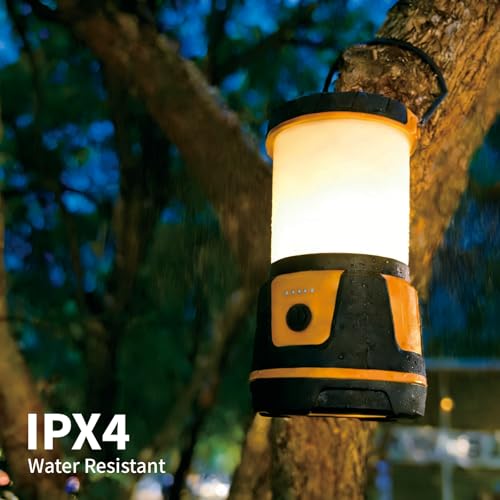 Rechargeable LED Lantern - 3000 Lumens, 5 Light Modes, IP54 Waterproof, 7500mAh Battery, Portable Flashlight for Camping, Hiking, Power Outages & Emergencie (Orange) - color: Orange