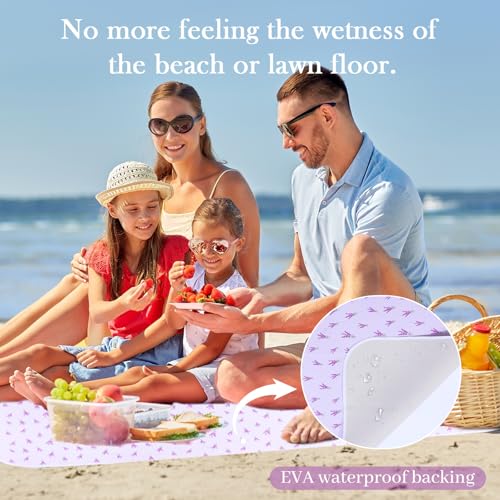 Neti Neti Wicker Picnic Basket for 4 with Insulated Cooler & Waterproof Blanket – Large Willow Picnic Hamper for Outdoor, Camping, Beach, Romantic Dates, Valentine’s Day - color: Purple Flowers