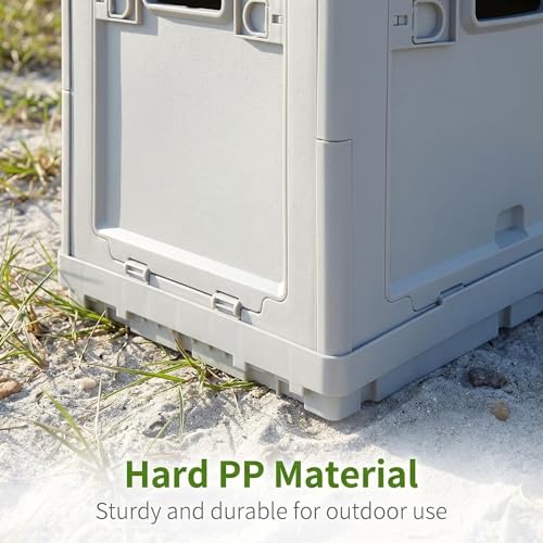 2 in 1 Foldable Camping Storage Box with Extendable Table, 26L Collapsible Plastic Storage Bin with Handle, Stackable Waterproof Storage Crate for Camping Picnic Outdoor RV Home Organization