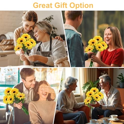 echosari 4 Pack Solar Lights Outdoor Waterproof, Sunflower Solar Stake Lights Auto ON/Off Solar Garden Decorative Lights for Lawn Pathway Landscape Birthday Gifts for Mom Women - color: Sunflower