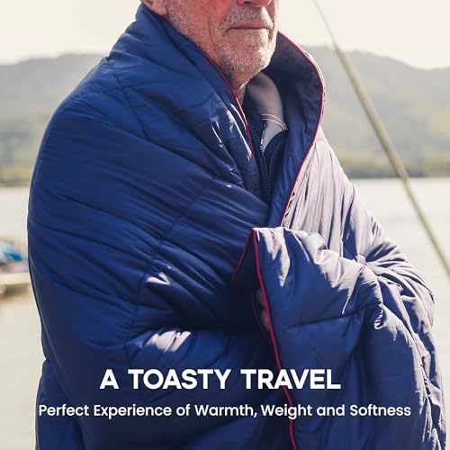 Sonive Blanket 52x75, Packable Compact Blanket Weatherproof Outdoor Down Alternative Throw Puffy Warm Quilt for Camping, Hiking, Backpacking, Picnic, Stadium Light Gray - color: Light Gray