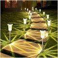 DenicMic Solar Lights Outdoor 15 Pack Waterproof 3000K Warm White LED Stainless Steel Stake Outside Lights for Yard Pathway Garden Driveway Walkway Landscape Path Lighting - color: Warm 15Pack