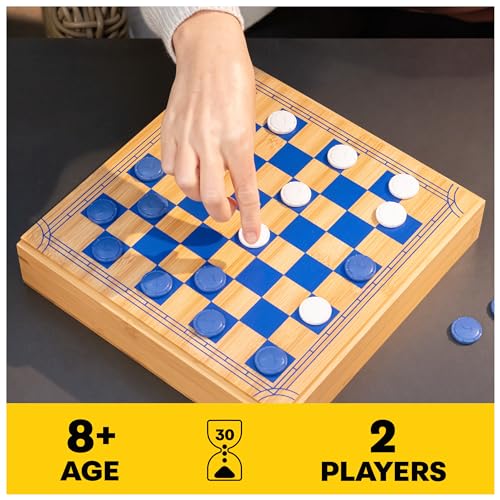 Mindful Classics, Chess Checkers Board Game Set with Bamboo Wooden Box Family Board Games Eco-Friendly Gift, for Adults and Kids Ages 8 and up - color: Chess & Checkers