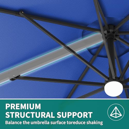 TrailBlaze 360° Rotating Cantilever Patio Umbrella – Heavy-Duty Waterproof Sun Shade, Adjustable Tilt, Rust-Proof Aluminum Frame, Cross Base Included, Outdoor Market Parasol for Garden, Deck, Pool, Backyard - color: Navy Blue