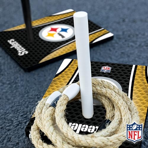 Solid Wood NFL Quoits Set with Direct Print HD Team Graphics – Tailgate Ring Toss Game – Great Gift for Any Football Fan! Ring Toss Family Outdoor Games for The Beach