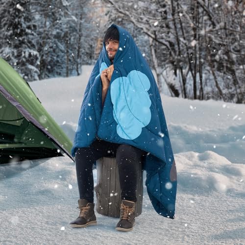VEVOR Camping Blanket, Large Warm Wearable Stadium Blanket, Waterproof & Windproof, Polyester Fiber, Flame Retardant, Great for Outdoors, Picnics, Hiking, Sports Events, Travel, 75" x 52", Printed - color: Printed