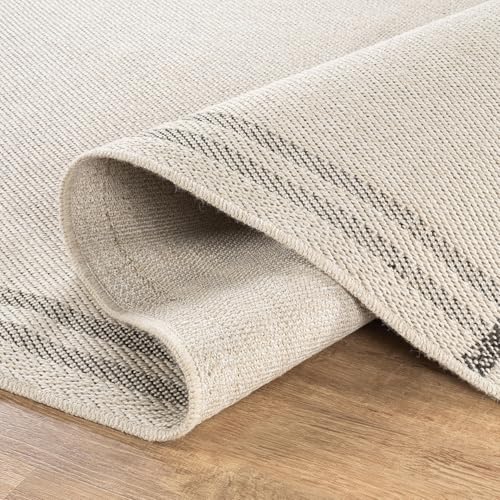 Luul Home Easy Jute Rugs 2x3 Bordered Bone Color Living Room Indoor Outdoor Door Mat for Patio and Kitchen Rug High Traffic Washable Easy to Clean Solid Boho Woven Design Outside Carpet (2 x 3) - color: Bordered/Bone Black, size: 2' x 3' (Rectangular)