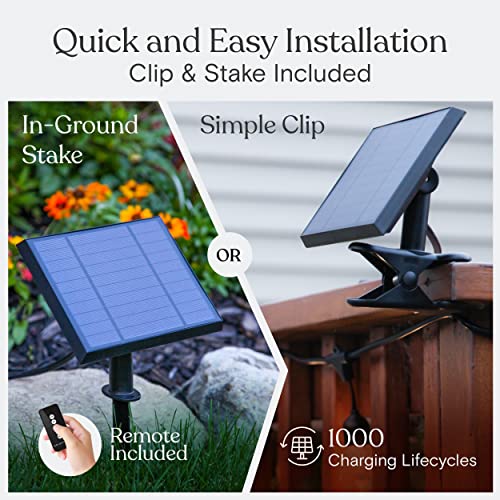Brightech Ambience Pro Solar Powered Outdoor String Lights, 27ft Remote Control Commercial Grade Waterproof Patio Lights, 12 Edison Bulbs, Shatterproof LED String Lights for Outside - 1W Soft White - style: Bright (1W) Remote Control 27 FT