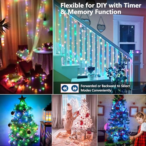 BrizLabs Fairy String Lights, 33ft 100 LED Red White Blue Fairy Lights with Remote Timer, USB July 4th Starry Light Music Sync RGB Color Changing Twinkle Light for Xmas Halloween Easter Party Wedding - color: 100 LED USB