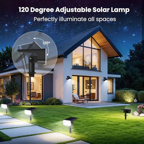 Solar Spot Lights Outdoor Waterproof IP65,6 Pack,Cool Light, 2 Lighting Modes Selectable, Solar Powered Yard Garden Solar Spot Lights for Garden Outside Landscape Auto On/Off - color: Cool-6000K, size: 6 Pack