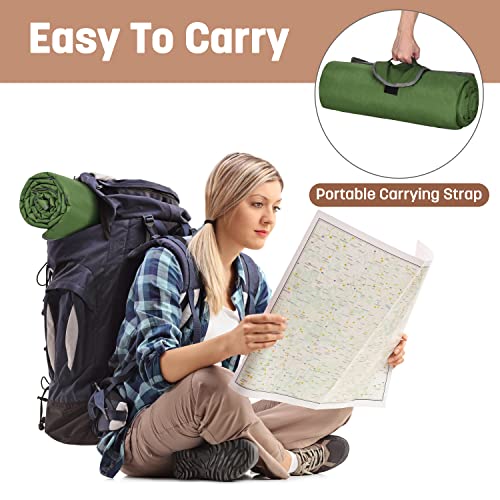 Tirrinia Waterproof Outdoor Blanket with Sherpa Lining, Windproof Triple Layers Warm Comfy Foldable for Camping Stadium, Beach, Picnic, Grass, Concerts, Car, Dog, 51''X 59'' & 59''X 80'' - color: Dark Green/Grey, size: 66” X 90”