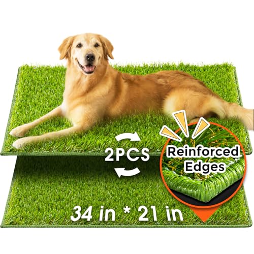 Hompet Artificial Dog Grass Pad for Dogs, 34"x21", Easy to Clean with Drainage Holes - size: 34 x 21"