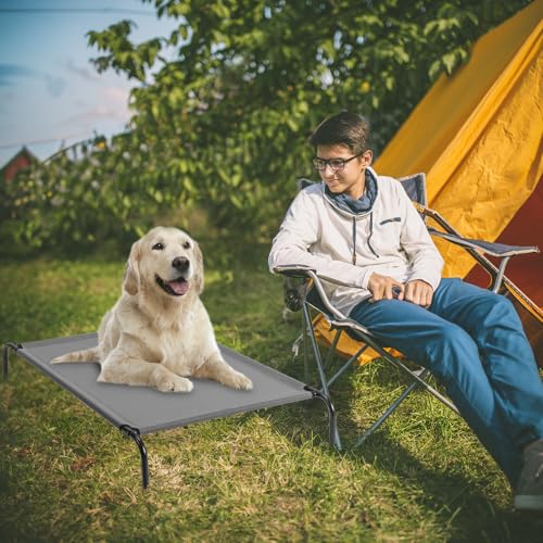 Outvita 50 Inch Elevated Dog Bed, Outdoor Cooling Raised Pet Cot, with Waterproof Textilene Mesh, Washable, Breathable, Alloy Steel Frame, Portable, Chew Proof, Indoor & Outdoor (Gray) - color: Gray, size: Large