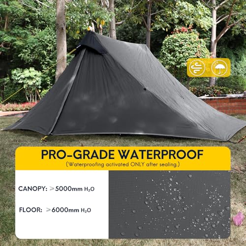 LANSHAN Ultralight Tent 3-Season Backpacking Tent for 1-Person or 2-Person Camping, Trekking, Kayaking, Climbing, Hiking - color: 2-person, dark grey
