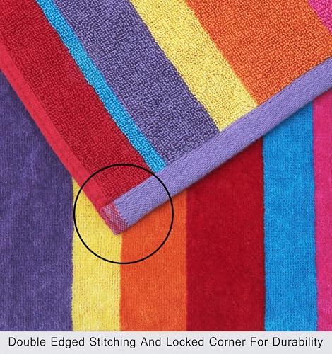 COTTON CRAFT Hooded Beach Towel - Oversized XXL 35x84 Towel with Hood for Adults - Summer of Siam - The Big Kahuna 7 Foot Beach Blanket Towel - Big & Tall Soft 100% Cotton Velour - Multi Color Stripe - color: Summer of Siam, size: 1 Pack - 35x84 Hooded