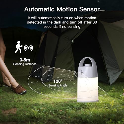 Motion Sensor LED Night Light - Cordless Battery Powered Table Lamp, Portable Lamps Lantern for Outdoor Camping Tents, 4 Brightness Level, Press Dimmable Safe Night Lights, 1 Pack (White) - color: White