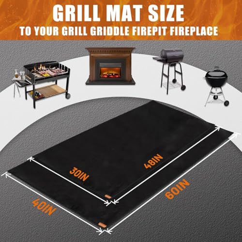 Under Grill Mats for Outdoor Grill – 5 Layer Fireproof Waterproof Oil-Proof, BBQ Mat for Deck, Patio, Fireplace (3 Layer/48x30) - size: 3 Layer/48x30