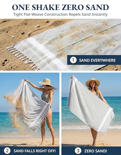 LANE LINEN Large Pool Towels, XL Beach Towel, Pre-Washed, No Shrink, Quick Dry Oversized Beach Towels, Stylish Beach Towel for Women, Sand Free Towel, 39"x71" - Grey - color: 10: Grey, size: Pack of 1
