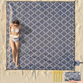 Beach Blanket Waterproof Sandproof, 79 x 79in Large Beach Mat for 1-3 Adults, Quick Drying Lightweight Durable Outdoor Picnic Mat with Stakes for Travel Camping Hiking (Grey)