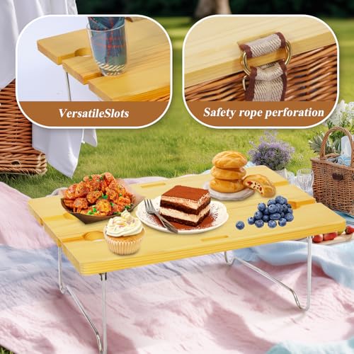 Picnic Basket for 4 with Folding Table, Large Wicker Picnic Basket Set with Waterproof Blanket and Wine Pouch, Insulated Willow Hamper with Cutlery Kit for Camping, Couples, Wedding Gift - color: Green Plaid