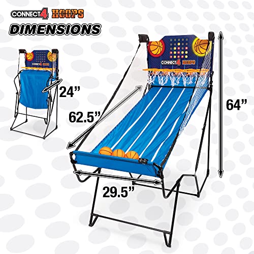 EastPoint Connect4 Hoops Arcade Basketball Game - Blue, Medium - LED Scoring for Kids Games - Foldable Indoor Design for Family Fun - Four-in-a-Row Challenge