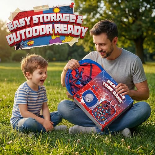 Bean Bag Toss Game for Kids - Cornhole Board Outdoor Toys for Toddlers -Party Activities Carnival Outside Yard Backyard Beach Lawn Games Toy for Kid Boys Girls Age 3 4 5 6 7 8 Year Old Birthday Gifts - style: Spider