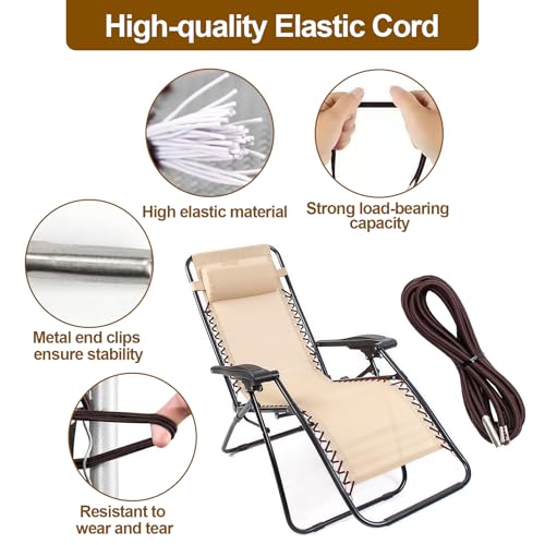 Zero Gravity Chair Replacement Cord,Antigravity Chair Replacement,4 Pack Elastic Cords Repair Tool Kit for Repairing Zero Gravity Chair(Brown) - size: Brown