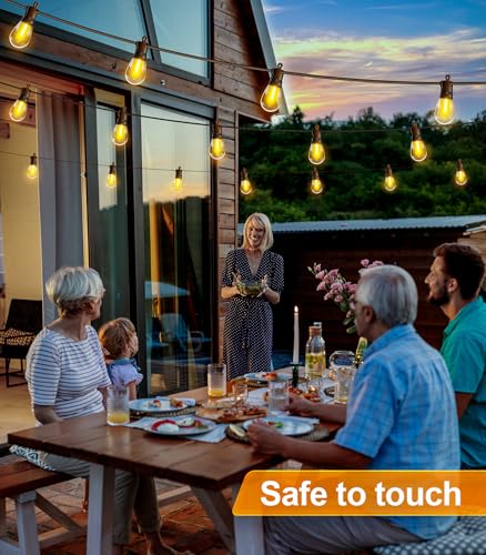 Outdoor String Lights Patio LED Light Outside - 60M IP65 Waterproof 58+2 S14 LED 200ft Porch Lighting - size: 200FT-Standard