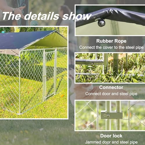 Large Outdoor Dog Kennel, Outdoor Dog Pens Outside Dog Fence for Backyard Garden, Dog Runs for Outside with Waterproof UV-Resistant Cover and Secure Lock 10'L x 10'W x 6.5'H - size: 118.0"L x 118.0"W x 78.0"H