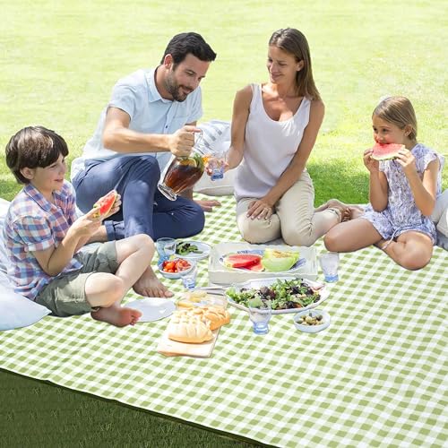 HX&OD Picnic Blanket Outdoor Extra Large Picnic Mat 80"X60" Camping Blanket Beach Blanket Foldable Waterproof Sand Mat Hiking Travel Family Concerts(Green) - color: Green, size: 80”x 60”