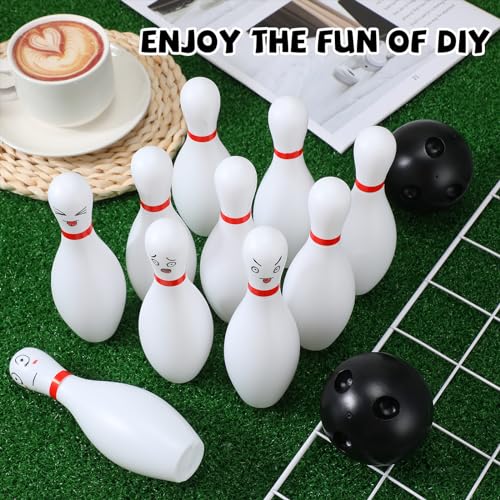 RoundFunny 4 Pack 6.3 Inch Kids Bowling Set Indoor and Outdoor Games for Kid Includes 40 Pcs Plastic Bowling Pins and 8 Pcs Balls Lawn Games for Toddler Yard School Activities Party