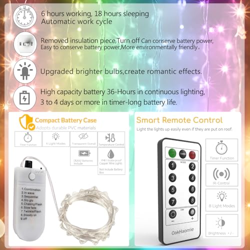 6 Pack Fairy Lights Battery Operated with Timer 2PCS Remote 6.5ft 20LED Multicolor Twinkle Lights Waterproof Silver Wire Fireflies Lights DIY Mason Jar Wedding Party Christmas Centerpiece Table Deco - color: Multicolor, size: 6.5ft