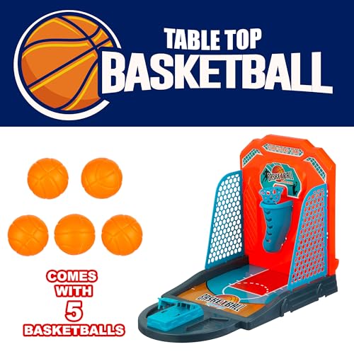 EXPRESSIONS Tabletop Basketball Game – Mini Desktop Basketball Hoop for Office, Work & Travel | Desk Game Toy Collection | Fun Office Basketball for Kids, Adults & Coworkers – Great Gift - style: Basketball