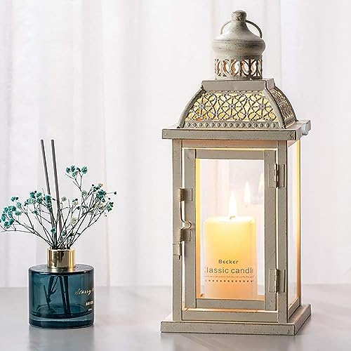 NEEDOMO 14.4" Lanterns Decorations Indoor, Hanging Candle Lantern Outdoor, Vintage Large Lantern Decor with Clear Glass, Metal Candle Holder for Home, Table, Patio, Rustic Farmhouse Wedding, Christmas - size: 14.4"H