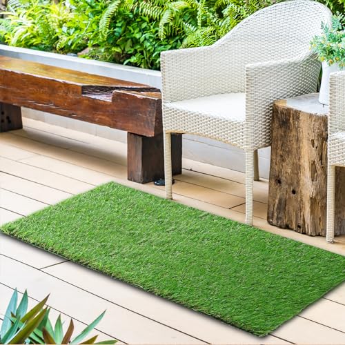 XLX TURF 2FT X 6FT Artificial Turf Runner Rug Indoor Outdoor - Realistic Narrow Fake Grass Carpet Patio Balcony Floor Covering - Pets Friendly & Drainage Dog Grass Pad - size: 2' x 6' (Runner)